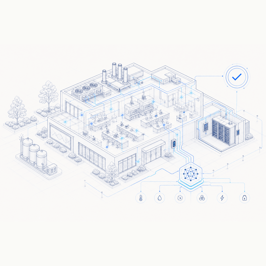 Four buildings, one security fabric, one audit trail.