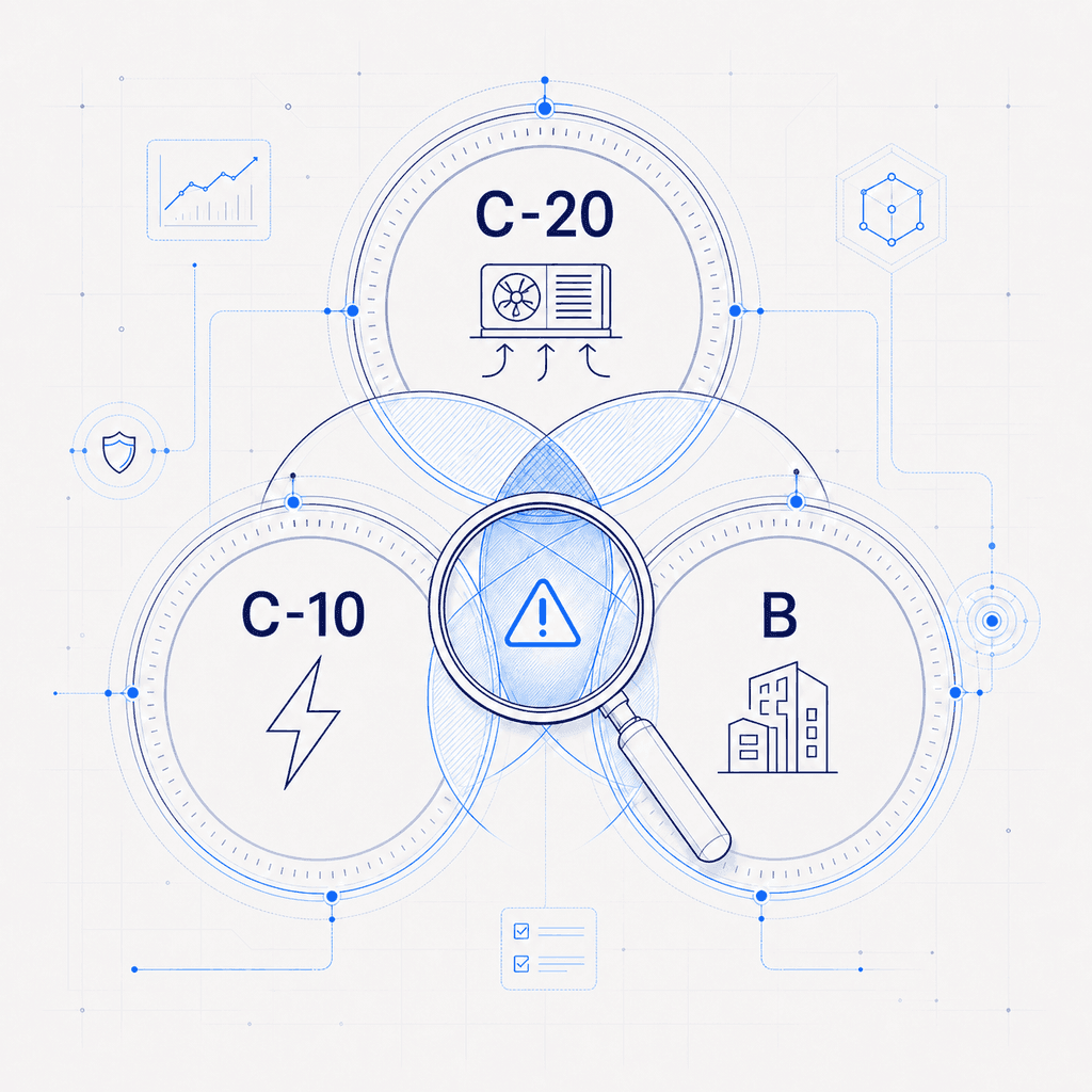 B, C-10, C-20: why your contractor's license stack matters more than their logo.
